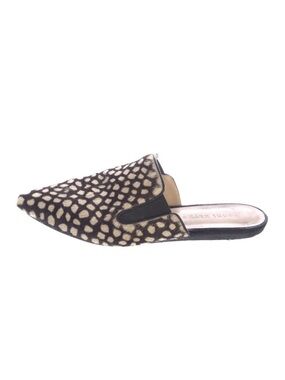 Jenni Kayne Black and Cream Ponyhair Pointed Slip-On Mules